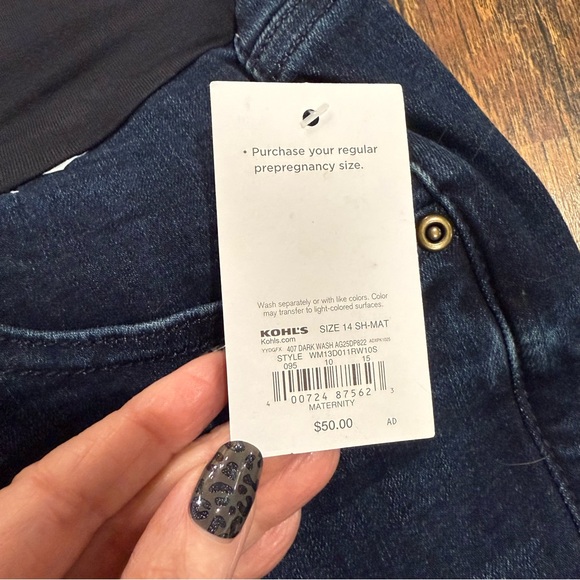 NWT Sonoma Maternity Straight Leg Full Belly Band Dark Wash Jeans 14 Short - Picture 5 of 9